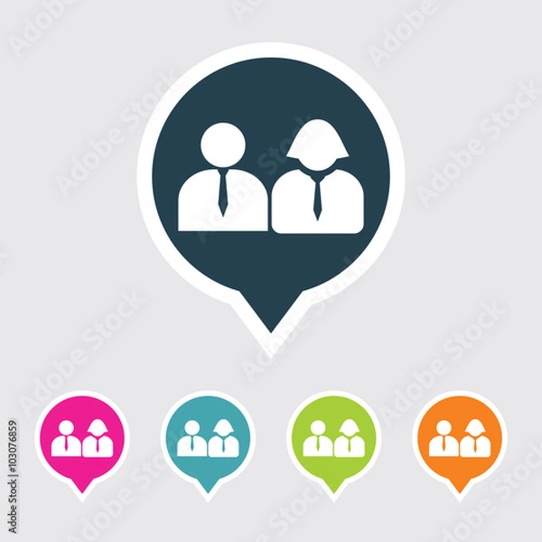 Obraz Very Useful Editable Team Icon on Different Colored Pointer Shape. Eps-10.