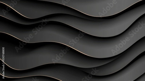 Obraz A flowing, abstract design featuring multiple black layers with subtle texture, creating a modern and elegant visual effect.