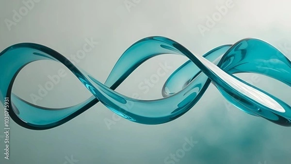 Fototapeta A blue glass object featuring a smooth, curved design, reflecting light elegantly in a minimalist setting.