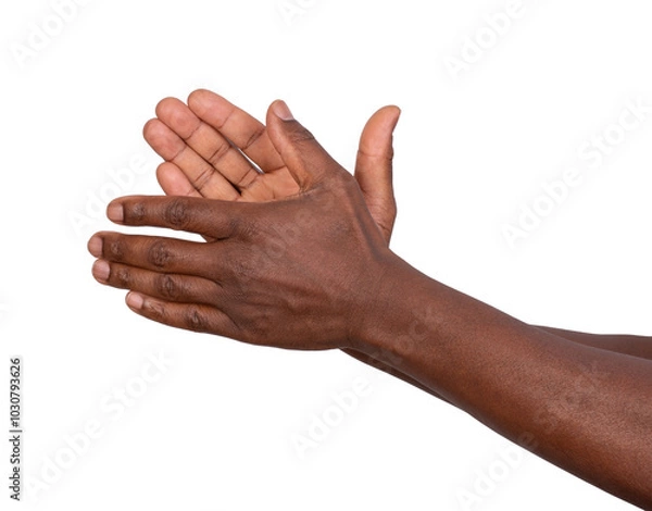 Fototapeta Man clapping his hands isolated on white or transparent background	
