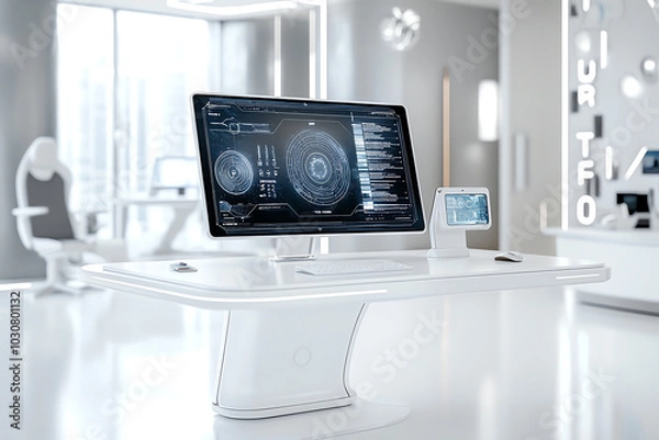 Fototapeta A product designer using AI to enhance ergonomic features in consumer electronics, AI ergonomic design, smart product design