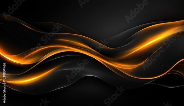 Obraz Dynamic flow of black and orange waves creating an artistic, vibrant backdrop. Generative AI