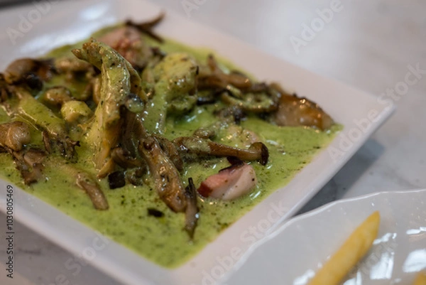Obraz chop with rice and vegetables