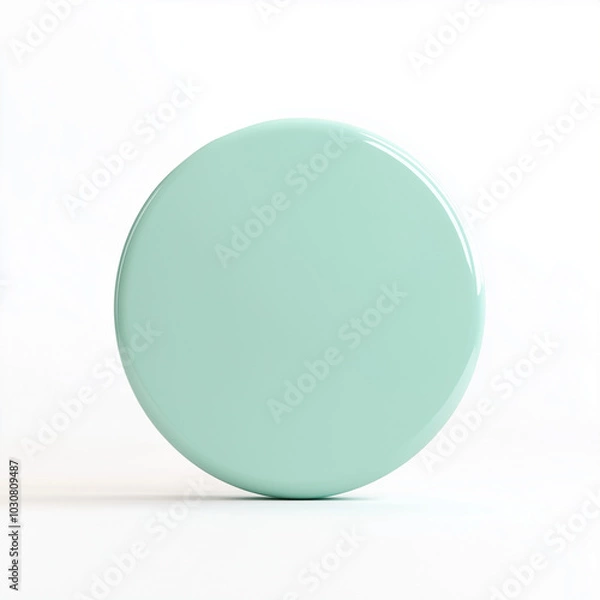 Fototapeta 3D mint-colored circle on a white background
