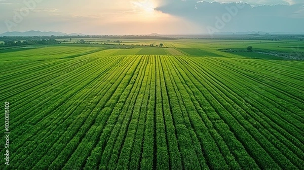Obraz Agricultural fields once green now barren, showcasing global warming's effects. Aerial view of climate change, environmental crisis, pollution, risk, no people in sight. High resolution Illustration,