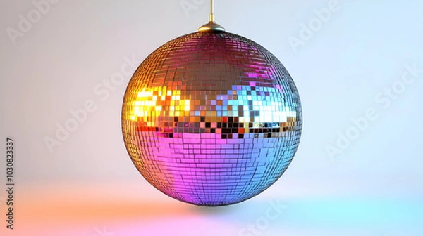 Obraz A colorful disco ball reflecting light in a vibrant setting.