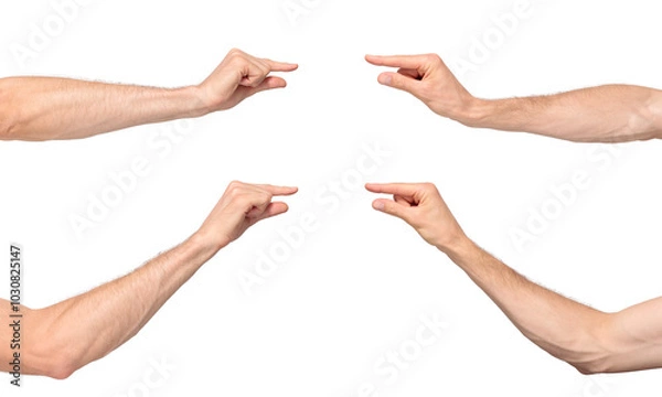 Fototapeta Male hand showing little size or amount of something, isolated on transparent background, png file