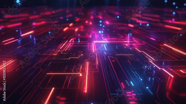 Fototapeta Abstract futuristic electronic circuit technology background 