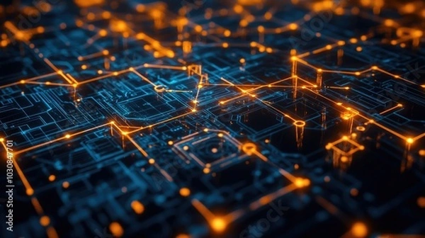 Fototapeta Blockchain Technology Concept  Revolutionizing Industries  Exploring the Boundless Potential of Blockchain Technology for Secure  