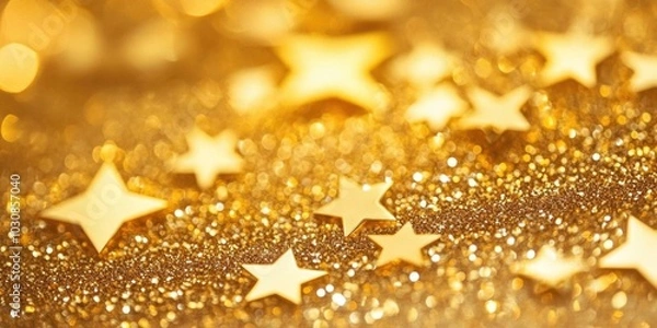 Fototapeta Golden Background with Stars Close-up