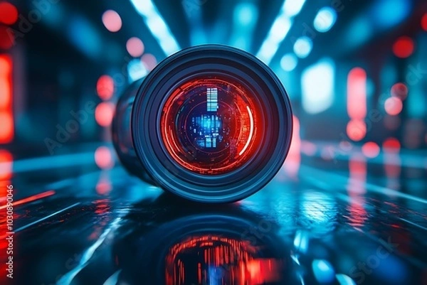 Fototapeta Red and Blue Lens Flare Abstract Background1