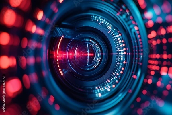 Fototapeta Red and Blue Lens Flare Abstract Circle Design