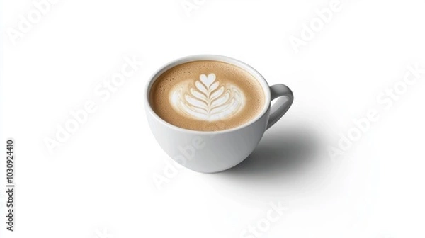 Fototapeta Cup of coffee latte isolated on white backgroud with clipping path