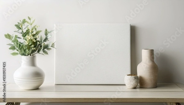 Fototapeta Canvas mockup in contemporary interior background, 3d render