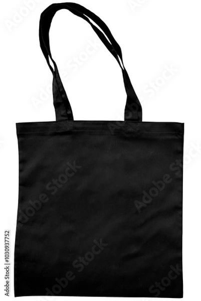Fototapeta Black canvas tote bag mockup fabric cloth for woman's shoulder eco shopping sack mockup template isolated on white background 