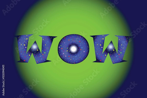 Fototapeta Word WOW, Wow donuts. Sweet food postcard poster, Set of cartoon colorful donuts, gradient colors, Vector illustration in 3d style. eps file