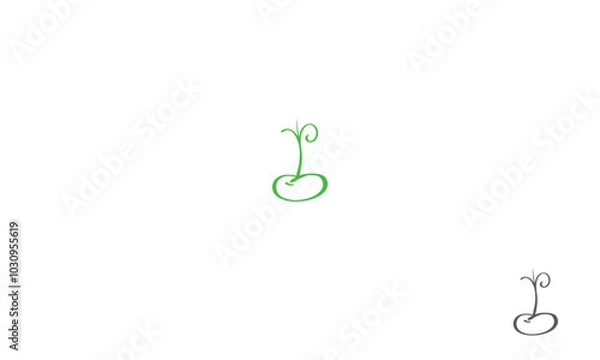 Obraz bean seed  Sprout logo. line shape style plant with seed 