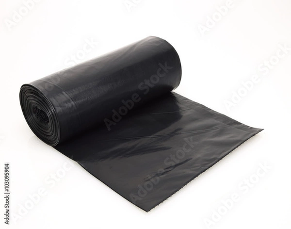 Fototapeta Black garbage bag on a roll