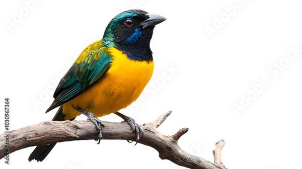 Fototapeta Greater Ani Bird Perched On A Branch On Transparent Background PNG, Wallpaper, Cover And Smartphone Screen, PC, Laptop, Graphic, Transparent PNG