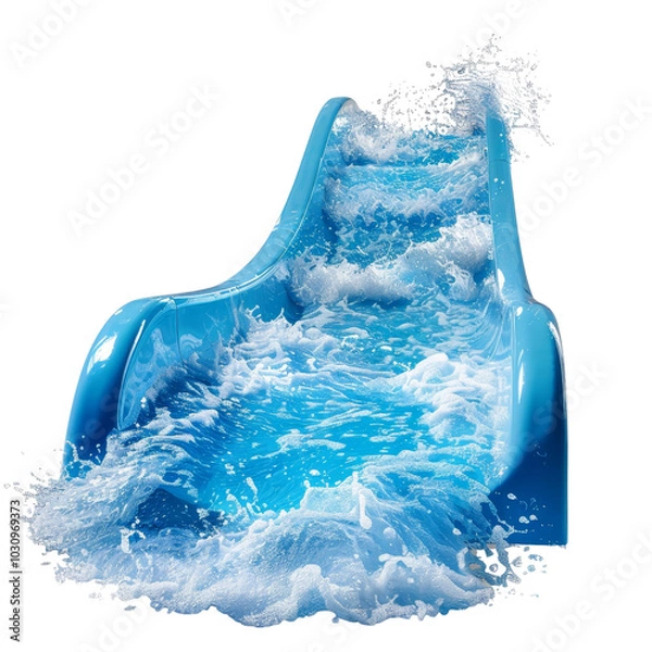 Fototapeta Water slide with splashing water, isolated on white background, transparent background