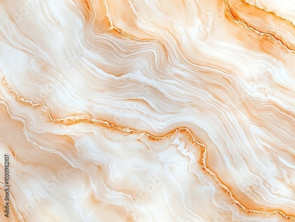 Fototapeta A stunning close-up of wavy marble texture in soft cream and orange tones, perfect for backgrounds and design projects.