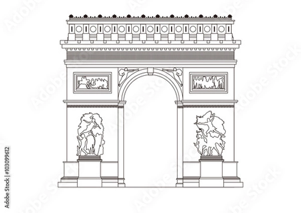 Obraz イラスト「パリの凱旋門」