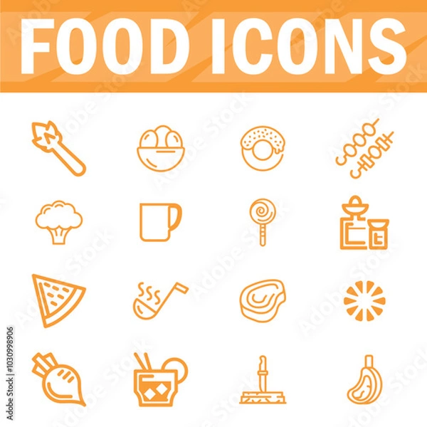 Fototapeta Food and drinks icons set, Vector illustration