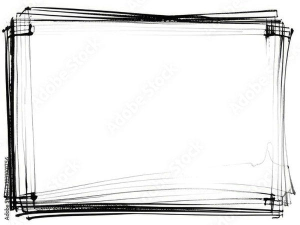 Obraz Grunge scribble square, scrawl, lines, black marker isolated on white background