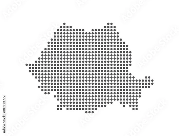 Obraz Romania - Dotted Map. Map formed by Dots. Vector Illustration
