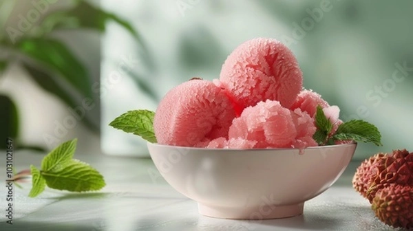 Fototapeta Luscious Lychee Sorbet A Tempting Treat for the Senses
