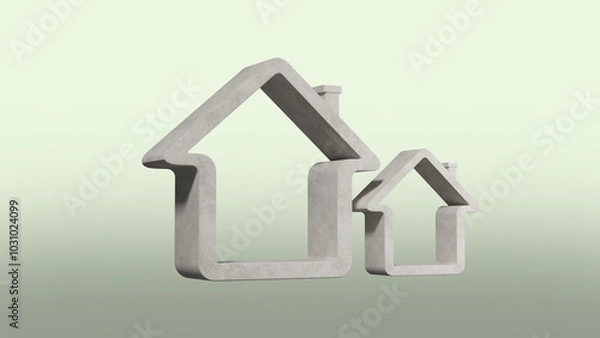 Fototapeta 3D home shape concept made by cement. Cement shape house for image manipulation.