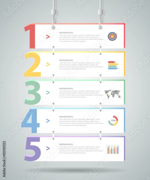 Obraz Design Infographic template 5 steps. for bussiness concept
