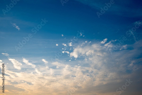 Fototapeta Evening sky with clouds and sun