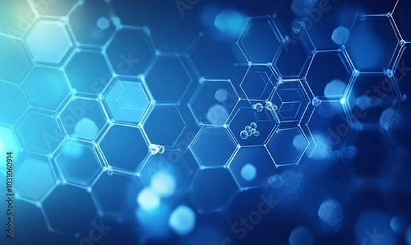 Fototapeta Abstract technology or medical background with hexagons shape pattern molecular structure