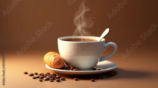 Fototapeta TAZZA DI CAFFE' CON BRIOSCHE