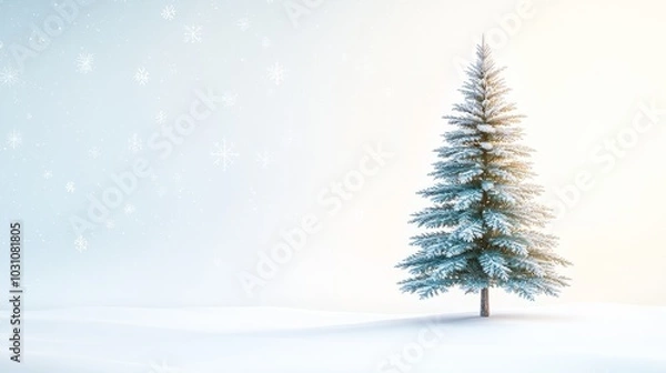 Obraz Frosted Christmas Tree in a Winter Landscape