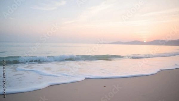 Fototapeta Tranquil Beach at Sunrise with Soft Waves