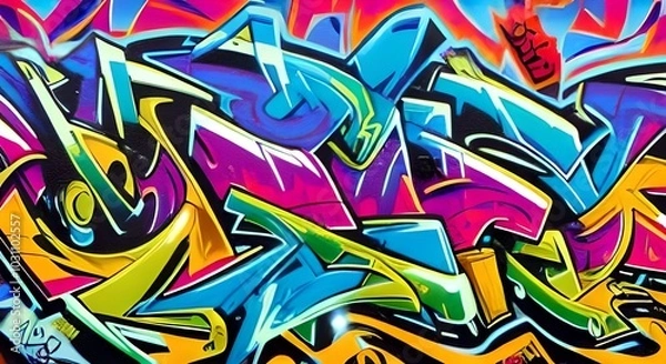 Fototapeta Vibrant Abstract Graffiti Art with Bold Shapes and Bright Colors | 332