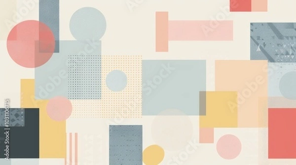 Obraz A clean and minimalistic geometric design with Scandinavian colors, using abstract shapes like rectangles and circles