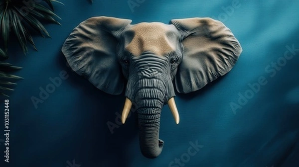 Obraz Realistic African Elephant Print Crew Neck T-Shirt on Light Table Flatlay | Stock Photo Quality Detail