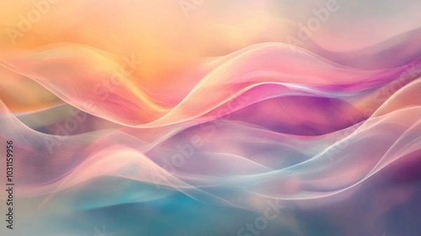 Fototapeta Abstract background with soft pastel colored waves.