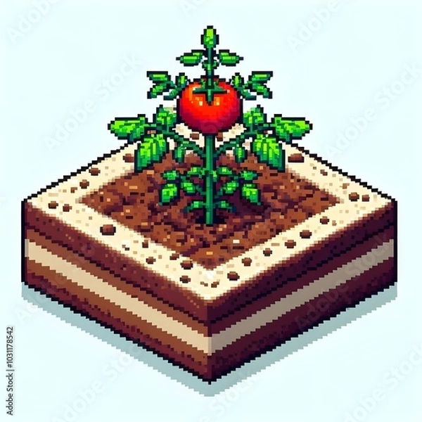 Obraz Isometric pixel art tomato crop
