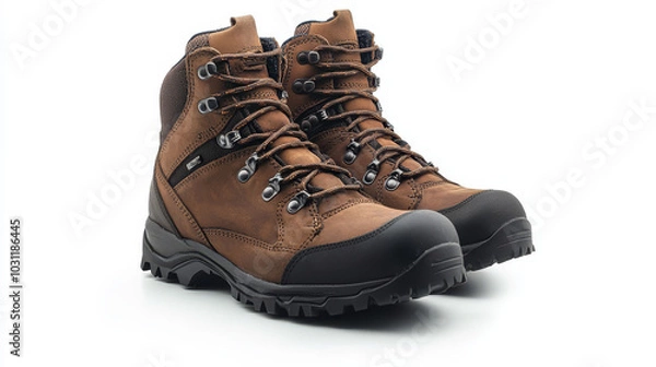 Obraz Hiking boots isolated on white background