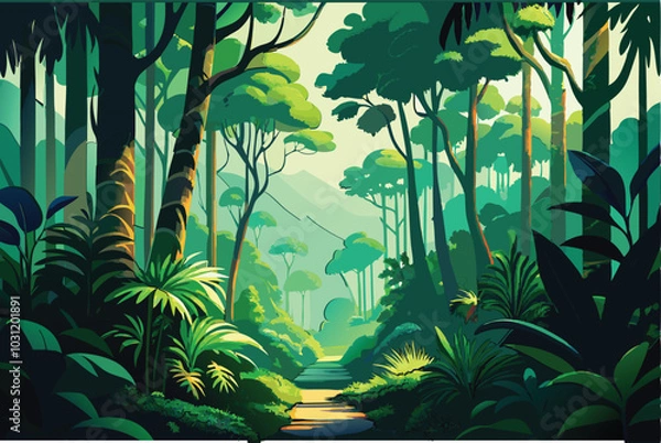 Fototapeta jungle background for video vector illustration 