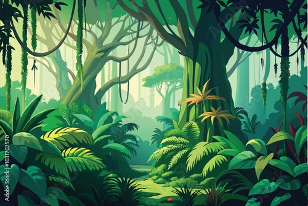 Obraz jungle background for video vector illustration 
