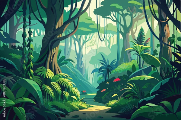Obraz jungle background for video vector illustration 