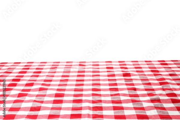Obraz Tablecloth with checkered pattern isolated on white