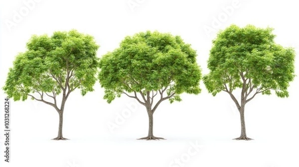 Fototapeta Lush Green Trees Standing Together in Bright Light During Daytime Generative AI
