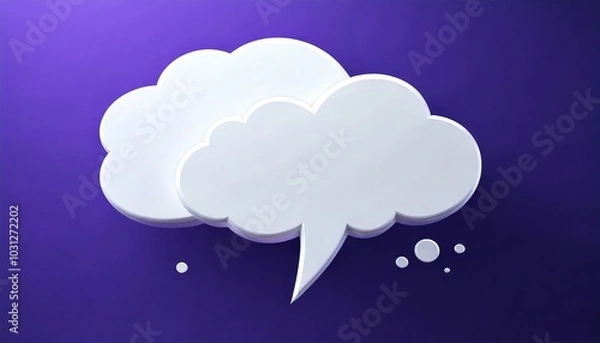 Fototapeta A stylized speech bubble with a cloud-like design, set against a purple background, suggesting communication or thought.