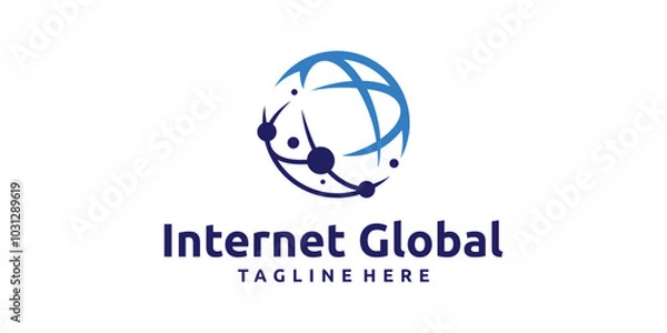 Fototapeta global internet logo design, signal, connection, technology, network, vector logo design, symbol, icon, creative idea.